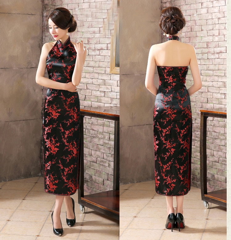 Robe Chinoise Dos Nu Noir Rouge