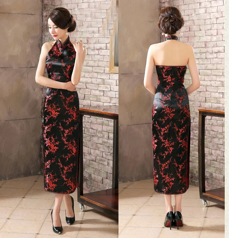 Robe Chinoise Noir et Rouge Dos Nu