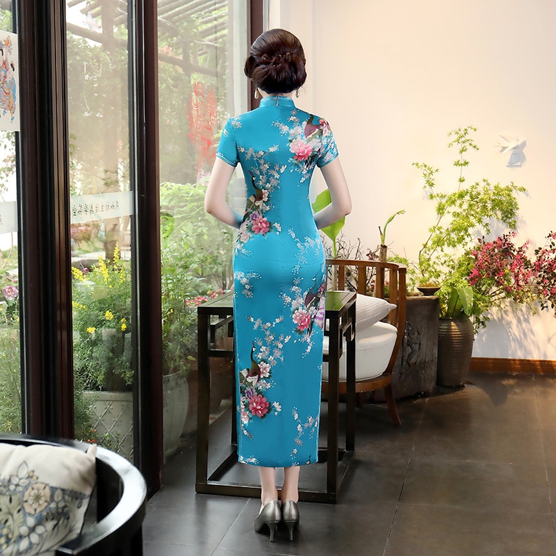 Robe Chinoise Fille Bleue Turquoise