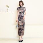 Robe Chinoise Longue Motifs Floraux
