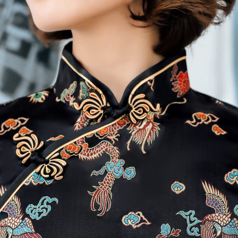 Robe Chinoise Noir Luxe