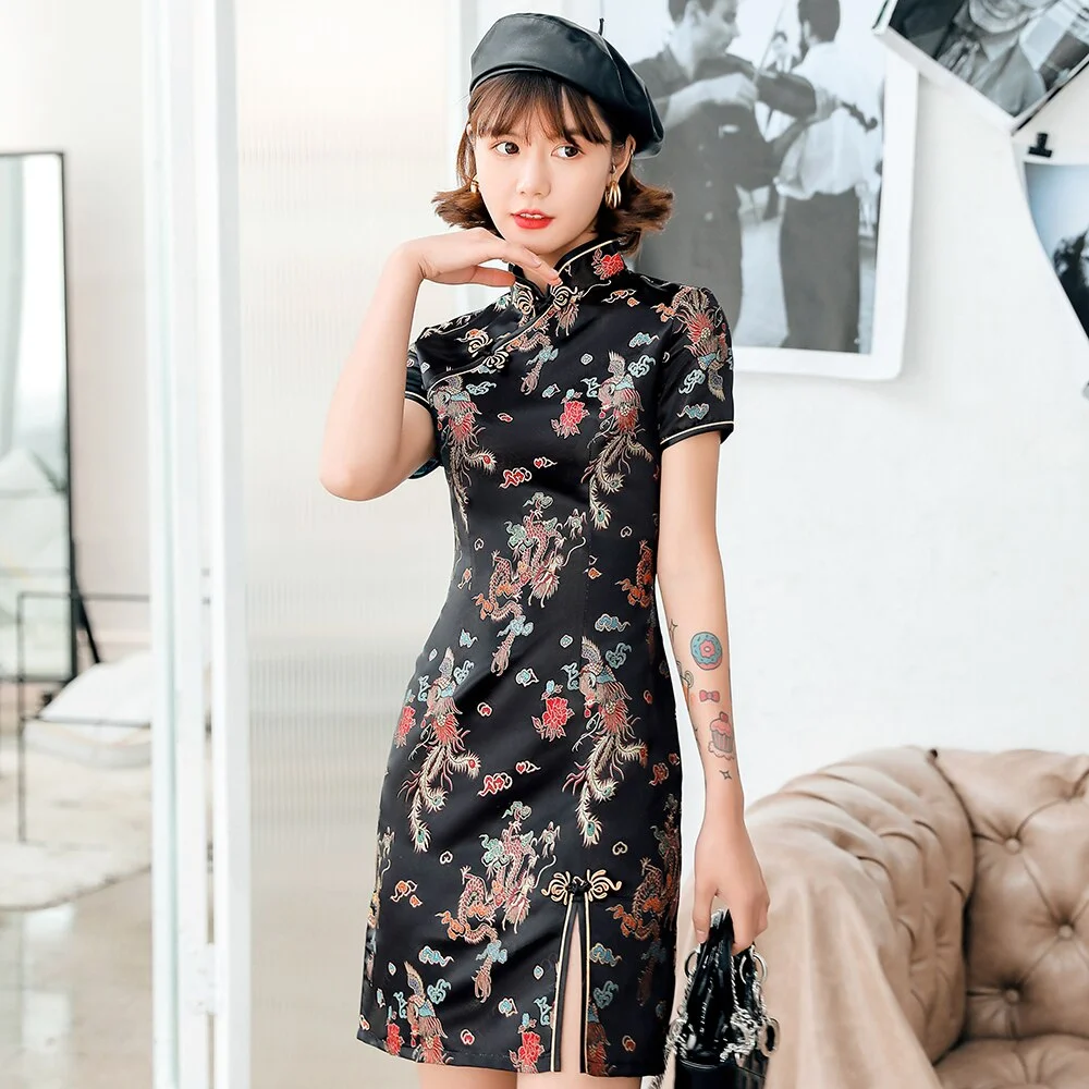 Robe Chinoise Noir Luxe