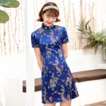 Robe Chinoise Courte Bleue
