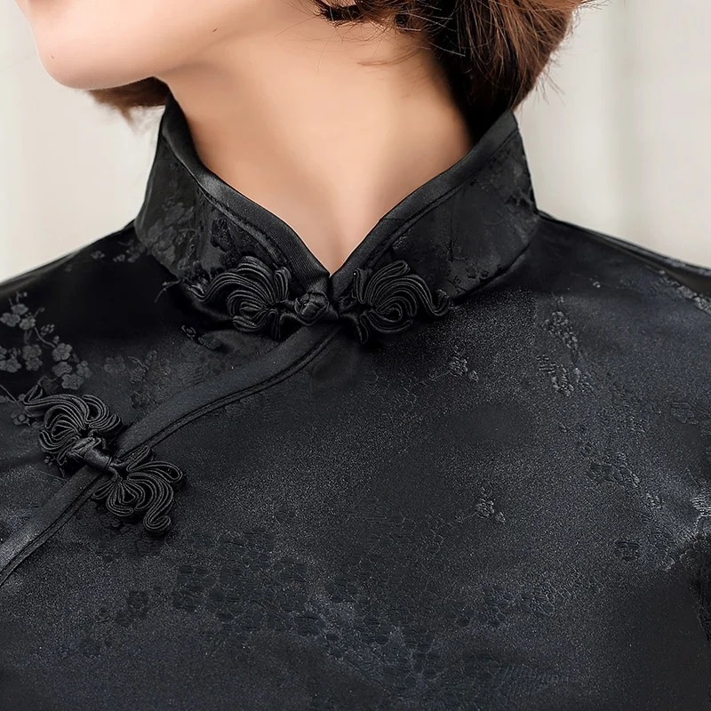 Robe Chinoise Mi-Longue Noire