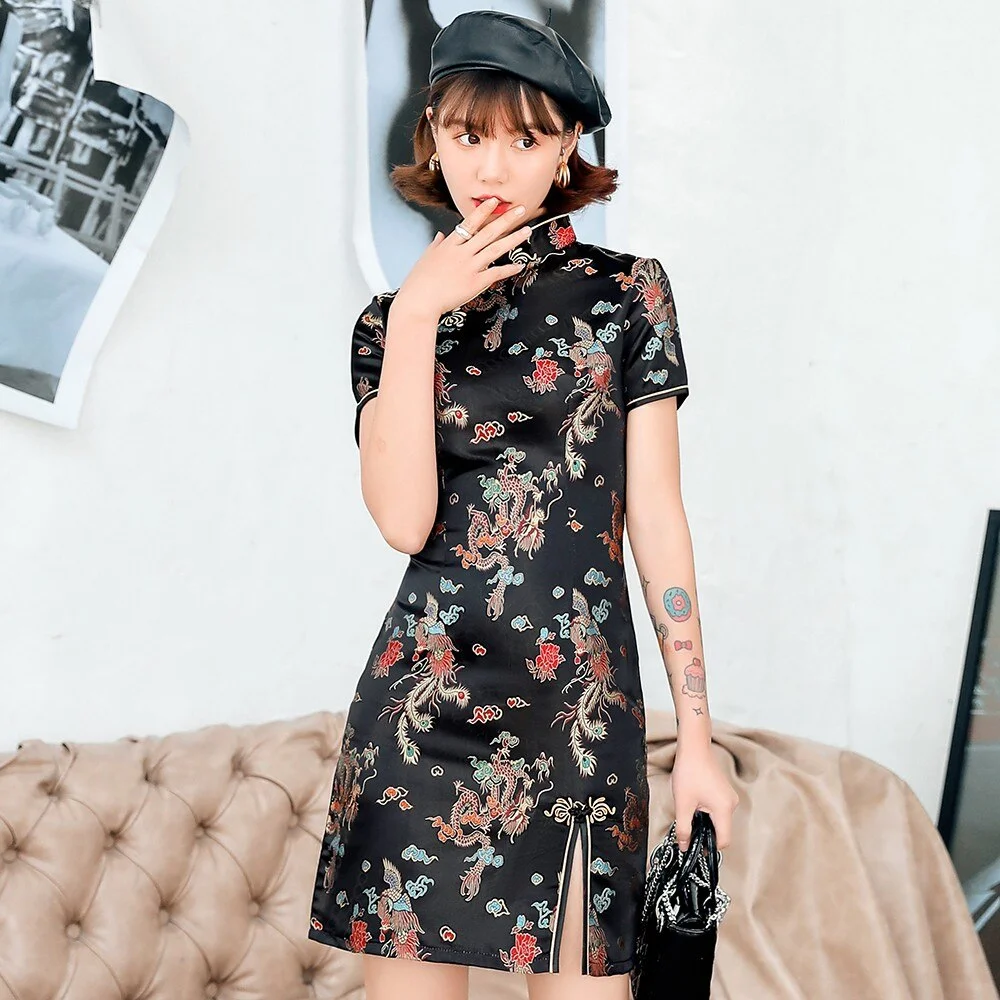 Robe Chinoise Noir Luxe