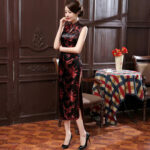 Robe Chinoise Noir et Rouge Dos Nu