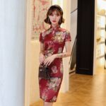 Robe Chinoise Mi Longue Rouge