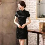Robe Chinoise Courte Noire