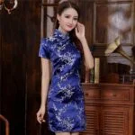 Robe Chinoise Bleu Décontractée