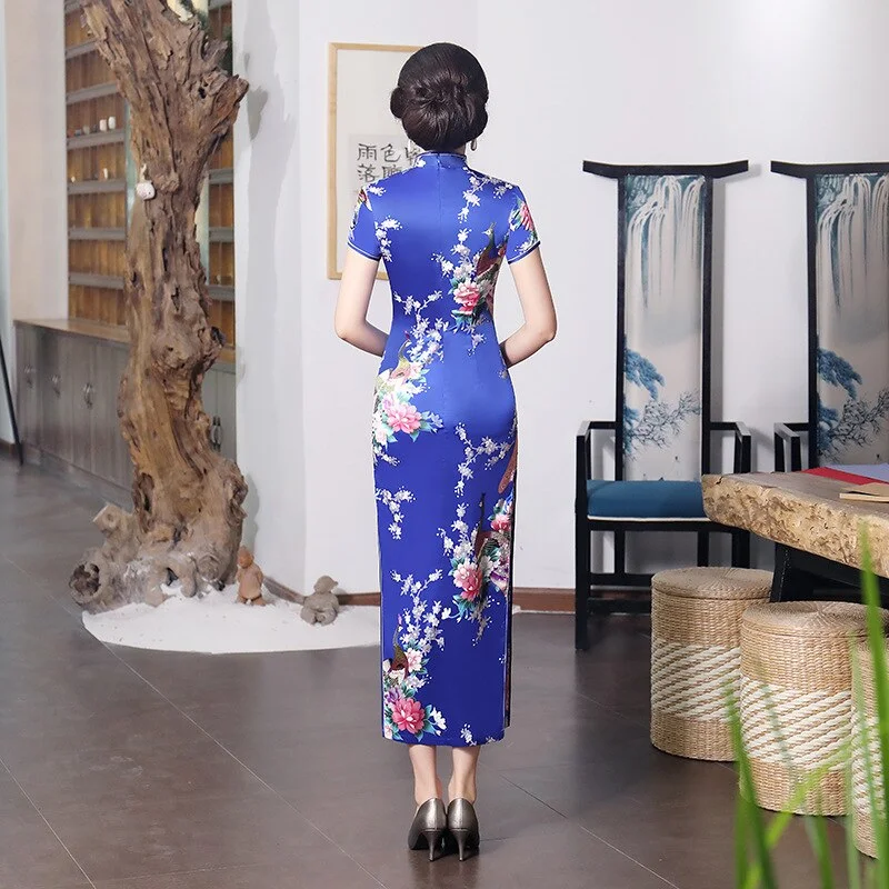 Robe Chinoise Bleu Pour Femme