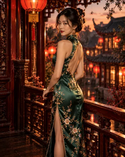 Robe chinoise dos nu portée