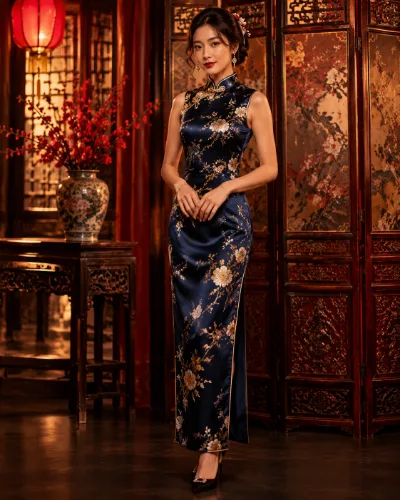 Robe chinoise longue portée