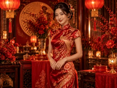 Robe chinoise rouge pour un mariage